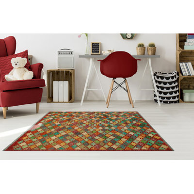 One-of-a-Kind 3'10" X 5'10" New Age Wool Area Rug in Rust