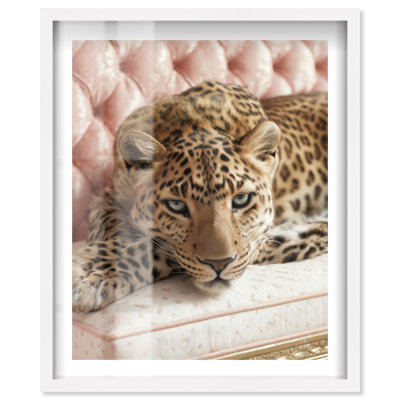 Décoration murale glamour Leopard Shadowbox par Notoriart, cadre en chêne naturel, 24 x 30