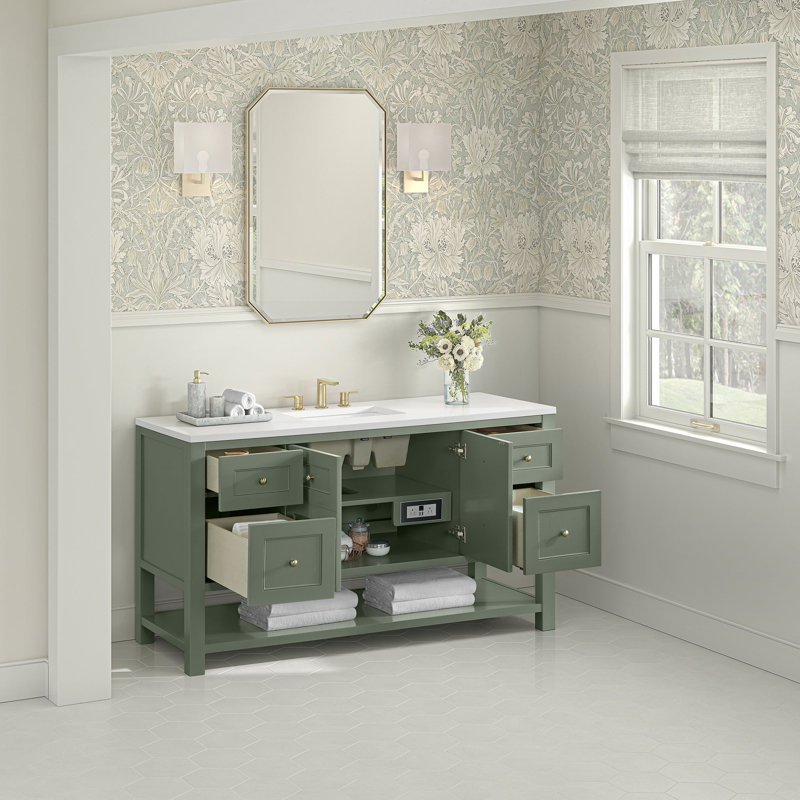 Breckenridge 60'' W Single Vanity, Smokey Celadon, White Zeus, Widespread