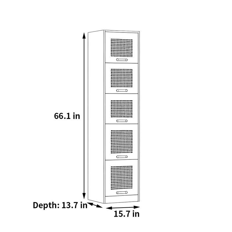 Rabehi, Blanc, (5 tablettes) H 66,1 po x l 15,7 po x P 13,7 po