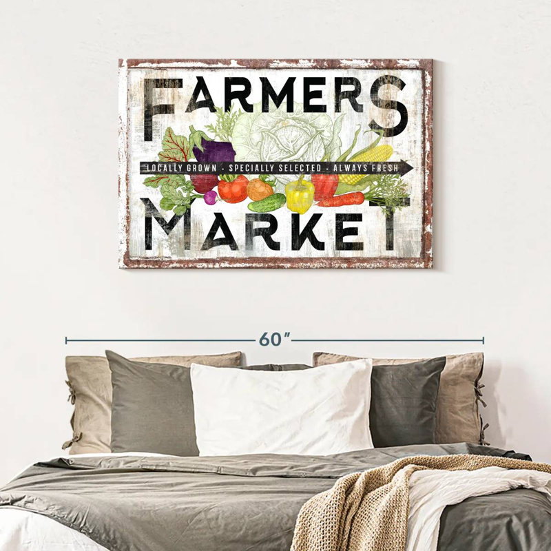 «Food and Drink Typographie Farmers Market», impression sur toile, H 30 po x l 45 po x P 1,25 po