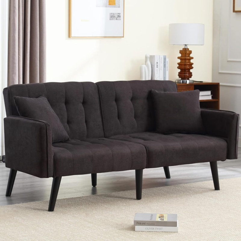 Petit canapé-lit moderne Mid-Century, Noir