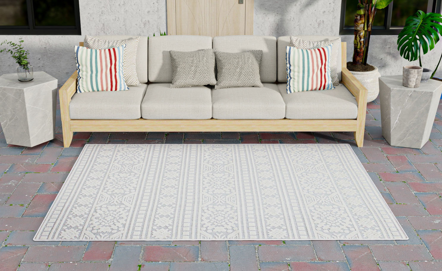 Dakota Fields Aleyah Moroccan Silver Indoor / Outdoor Area Rug ...