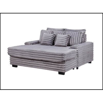 Oversized Sofa Chaise Lounge Chair with Cupholders and USB Charging Port, Perfect for Comfort and Convenience in Modern Living Spaces by Latitude Run