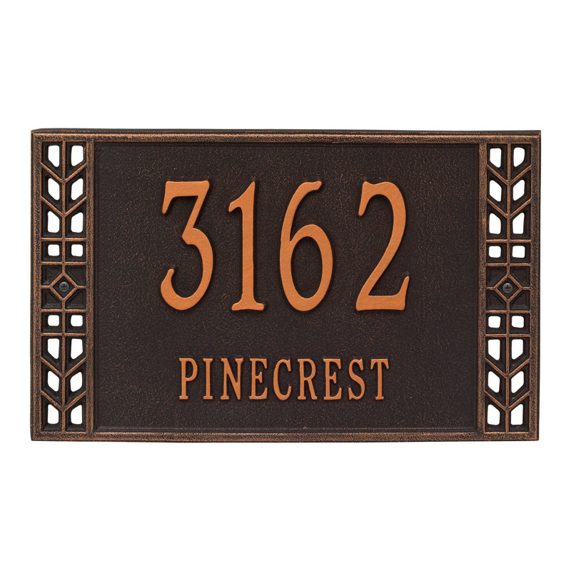 Plaque d'adresse murale standard personnalisée à 2 lignes Boston, Bronze huilé, Oui