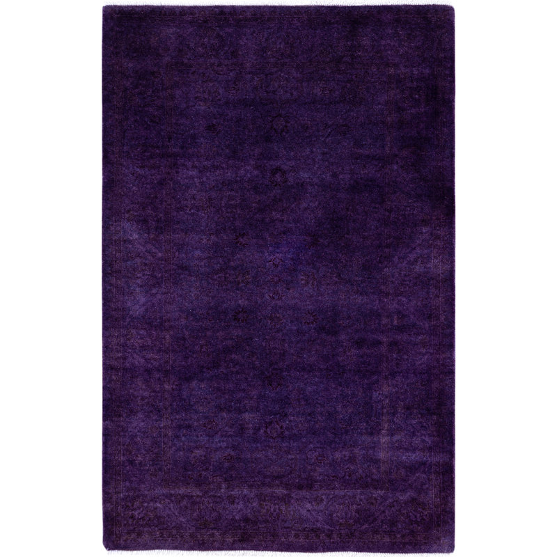 Overdyed Hand-Knotted Wool Modern-Contemporary Purple Area Rug 3' 2" x 5' 3"