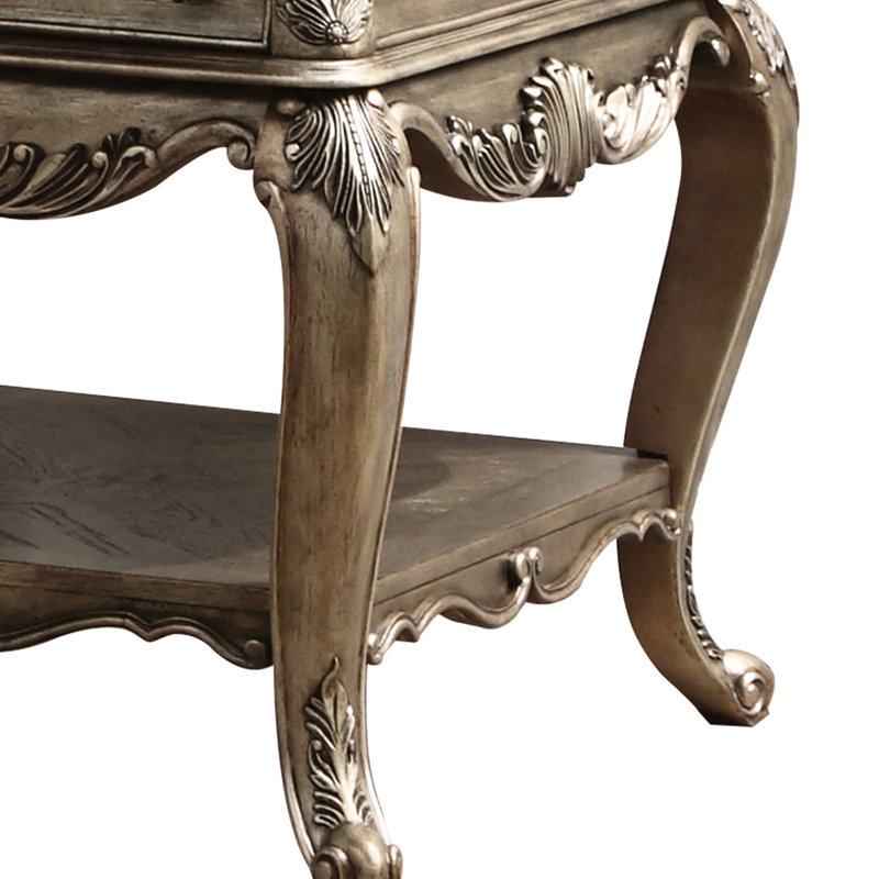 Table de bout rectangulaire en chêne rétro avec tiroir et étagère de rangement de style rétro exquis