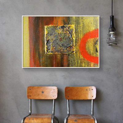 Texture Illusion Gold Yellow Abstract Shapes Vibrant Canvas Print for Living Room Bedroom Decor S11