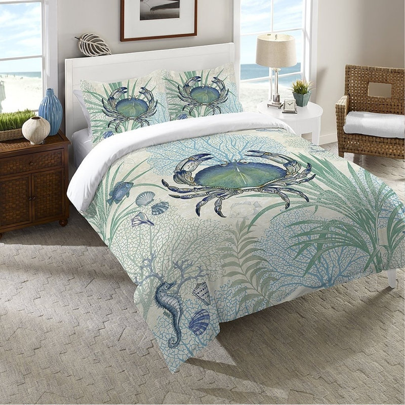 Blue Crab Coastal Duvet Cover, Twin