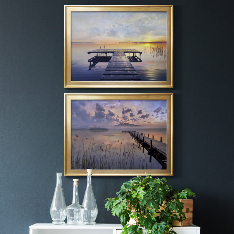 Evening Calm - ensemble de 2 reproductions de cadres photo, Or, H 24,5 po x l 37 po x P 1 po