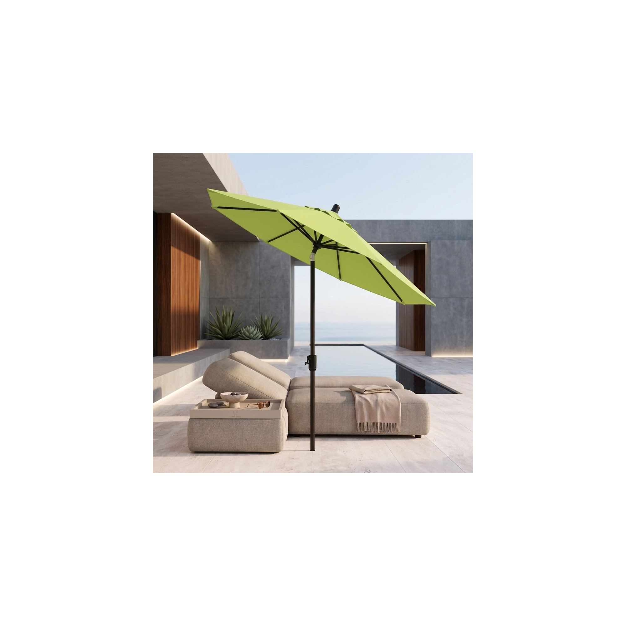 Natalie 8' 8" Market Sunbrella® Umbrella, Black Sapphire, Canvas Macaw Sunbrella® Canvas