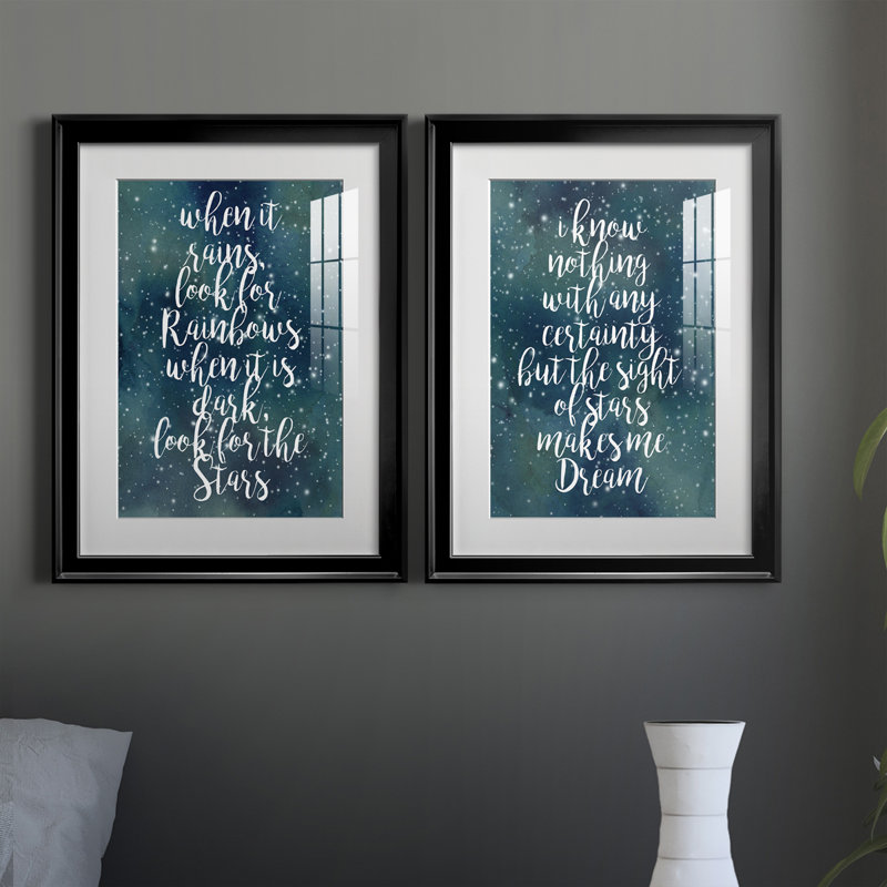 Galaxy Quote I - Ensemble de 2 encadrements d'art textuel, H 36,5 po x l 26,5 po x P 1,25 po, Cadre noir
