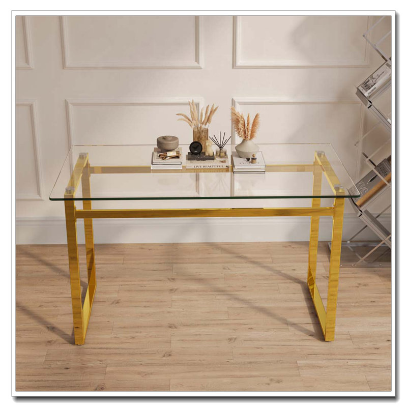 Industrial Rectangular Dining Table, Gold