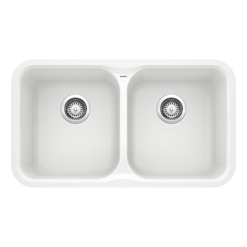 Évier de cuisine à double cuve en granite Vision, Blanc