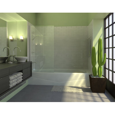 - W x 70'' H Pivot Door Semi-Frameless Tub Door with