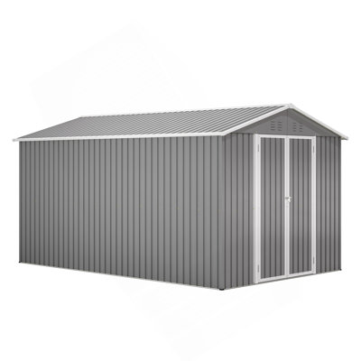8 X 12 FT Outdoor Storage Shed, Large Metal Tool Storage With Aluminium Frame And Lockable Doors, Storage For Backyard Garden Patio Lawn, Grey