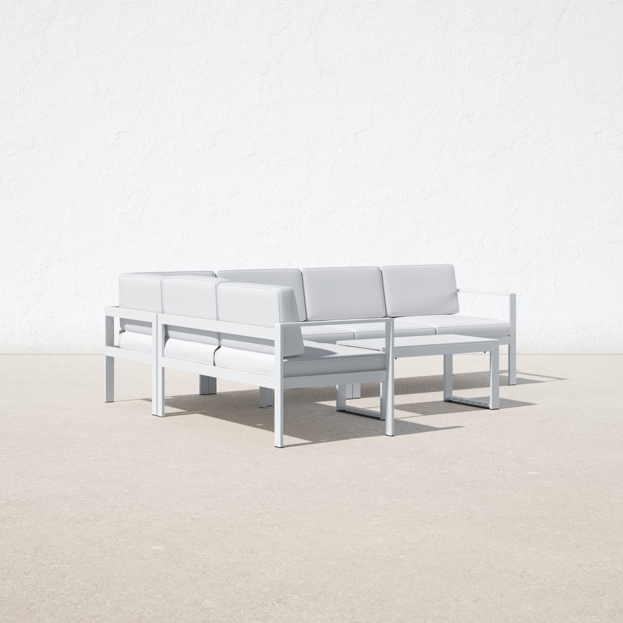 Karen Sectional Seating Group with Cushions, White