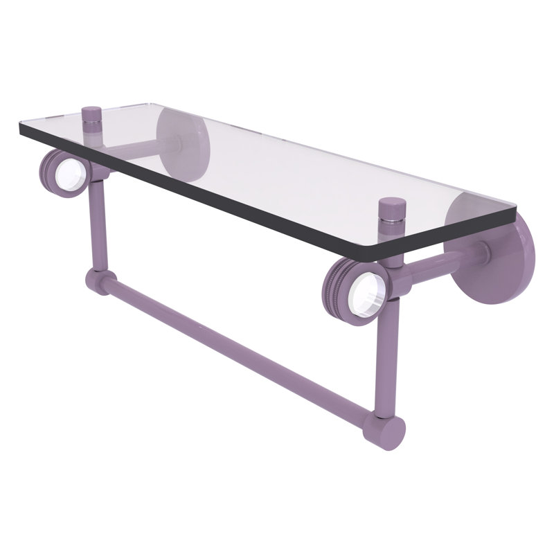 Tablette en verre avec barre à serviettes Margolis, Nickel poli, H 6,2 po x l 22 po x P 5,65 po