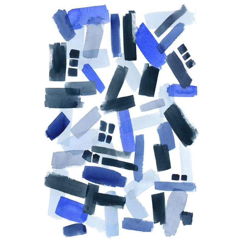 Cerulean Strokes II - Painting on Canvas, 46 cm H x 30 cm W, Wrapped Canvas