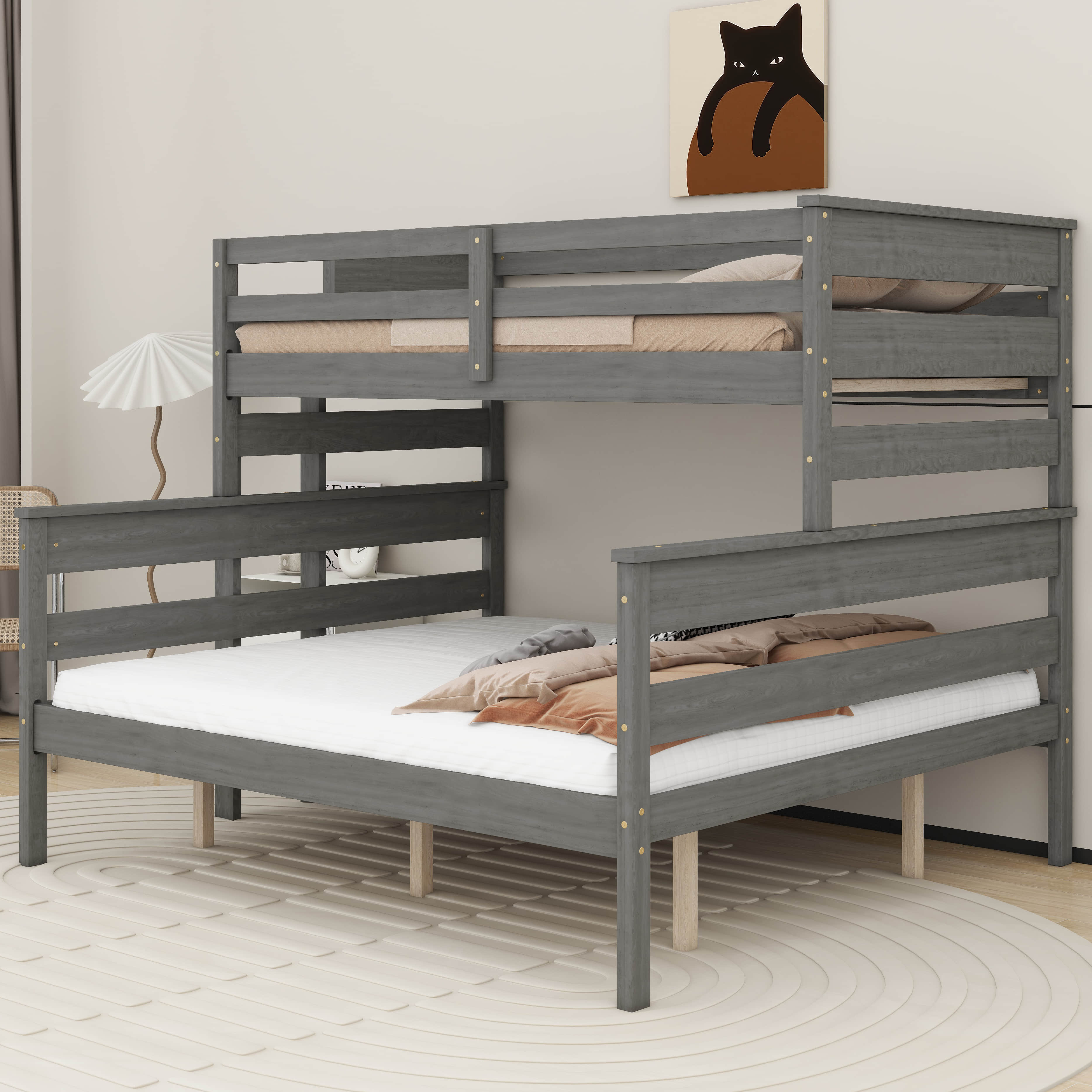 Harriet Bee Jarrold Wood Twin XL Over Queen Bunk Bed with Ladder Wayfair