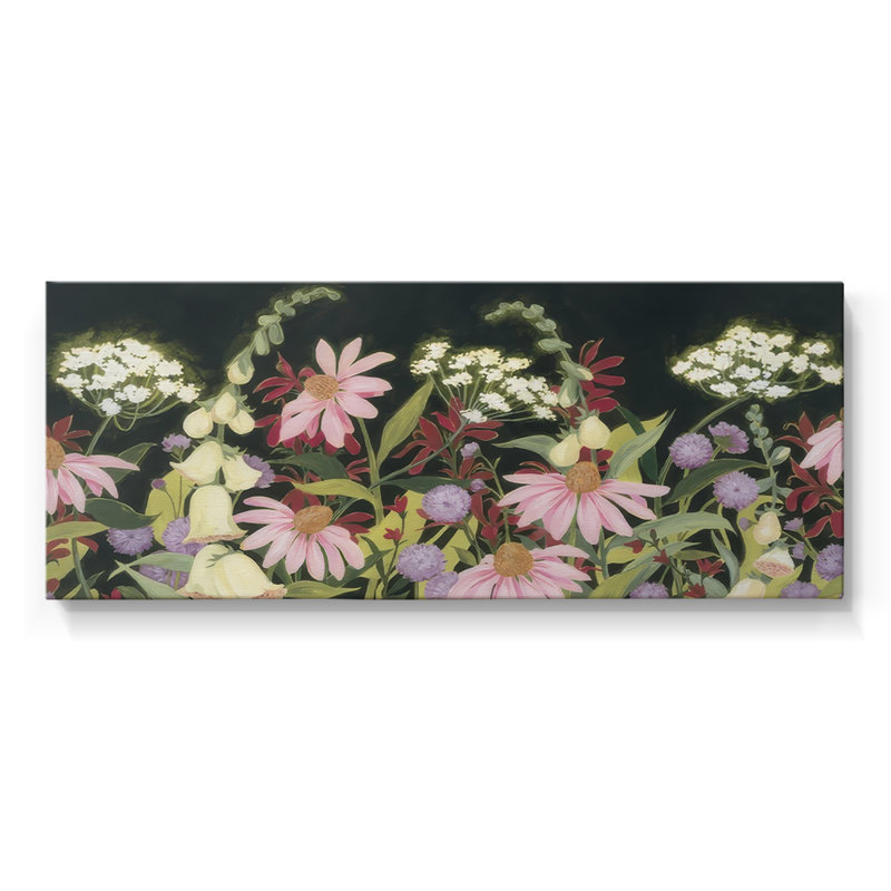 Moonlit Wildflowers III - Toile tendue avec châssis - Prêt à accrocher, H 12 po x l 30 po