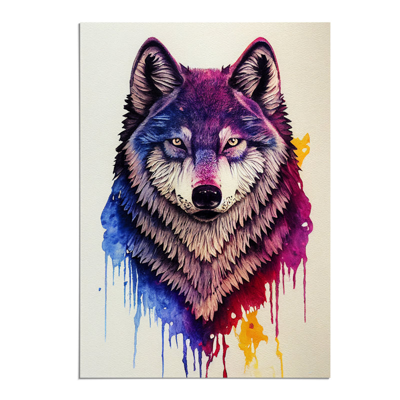 Painted Wolf No.5 - Wall Art, Paper, 29.7cm H x 21cm W, White