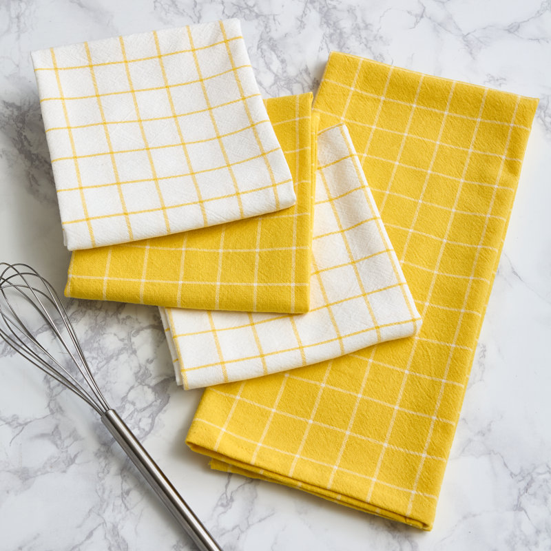 Printed Microfiber Dishtowel Set/4, Yellow