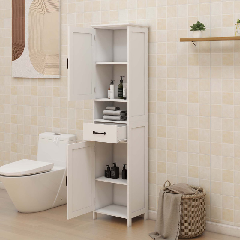 Floor Standing Cabinet With Height Slim Floor Standing Cabinet For Bathroom, White