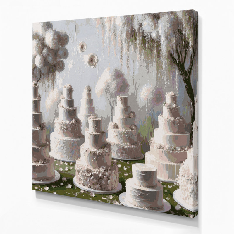 Desserts Wedding cake Gray Canvas Wall Art, 12" H x 12" W