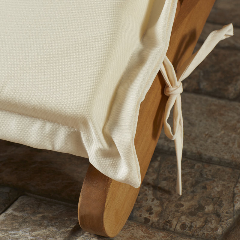 Alois Chaise Lounge Set with Cushion and Table, Natural/Beige