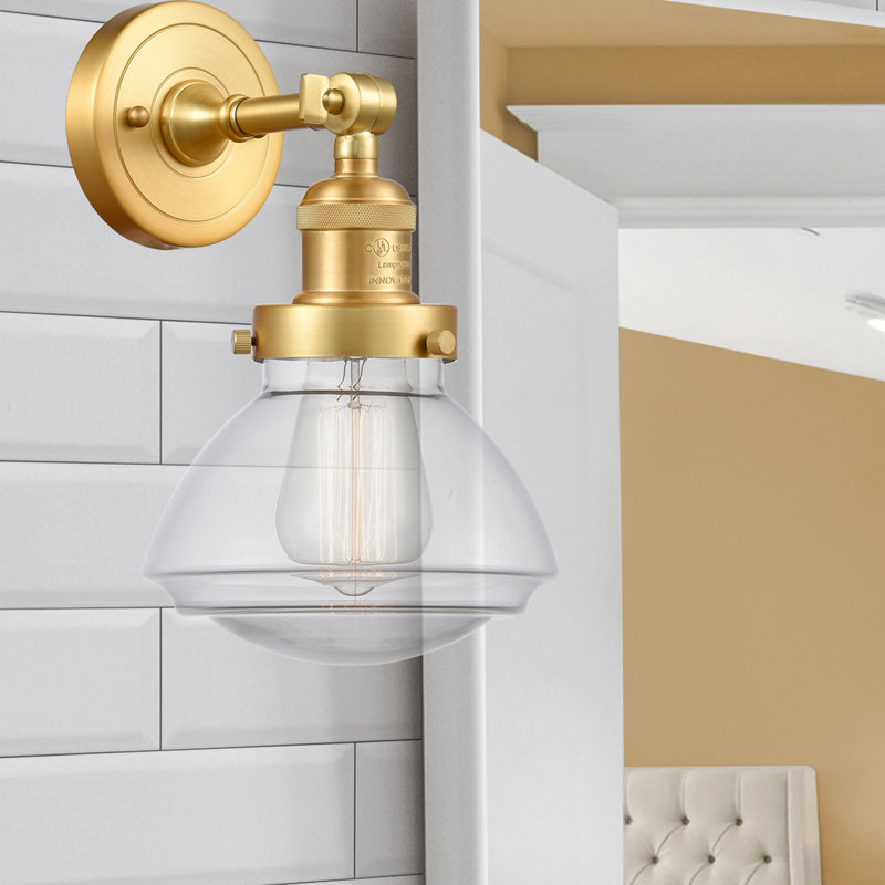 Chesterville Armed Sconce, 60 Watt Vintage Incandescent Bulb, Clear, Satin Gold