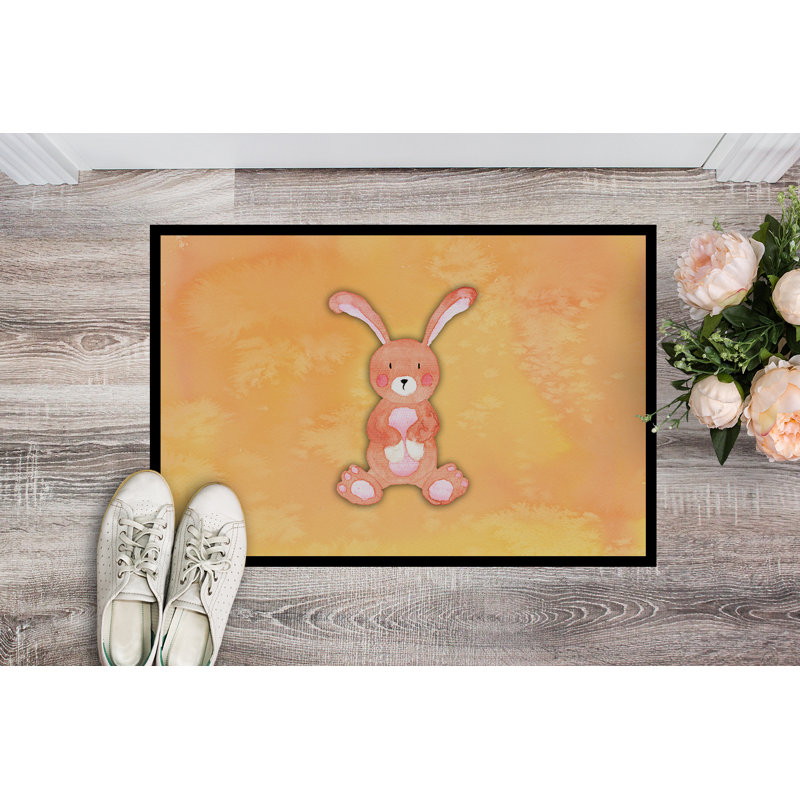 Tapis de porte d’extérieur anti-dérapante pour l’aquarelle de lapin Beulah, H 0,2 po x l 36 po x P 24 po