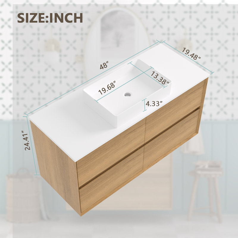 Meuble-lavabo flottant moderne simple 48 po Newark