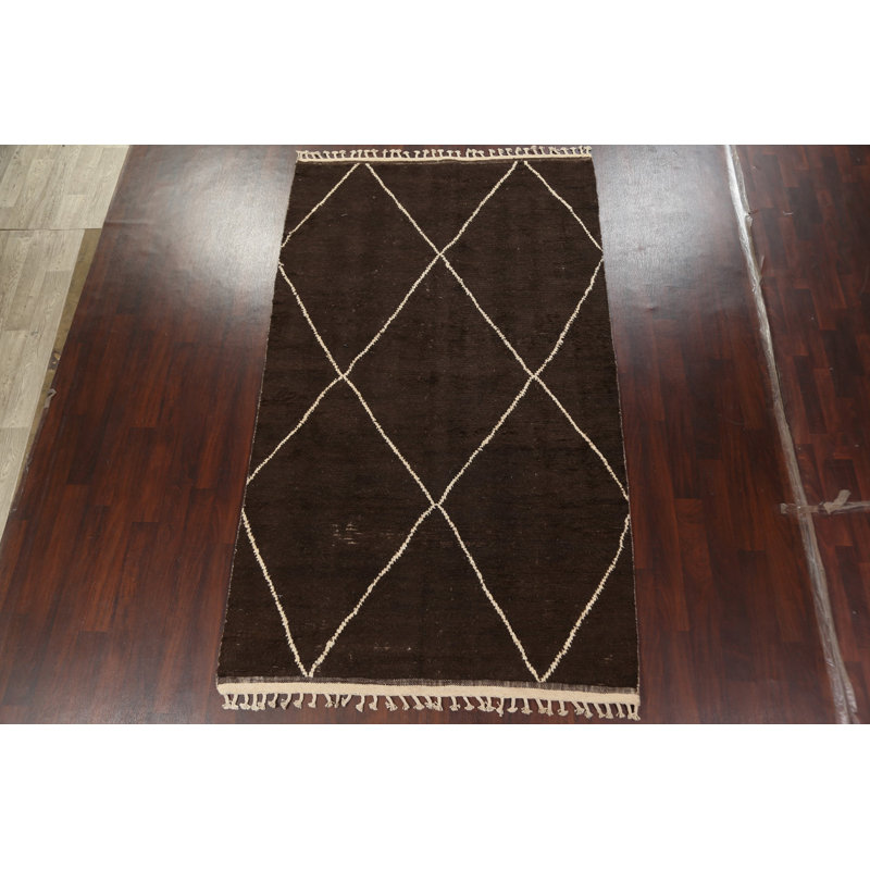 Tapis marocain en laine Trellis noué à la main 5 x 10
