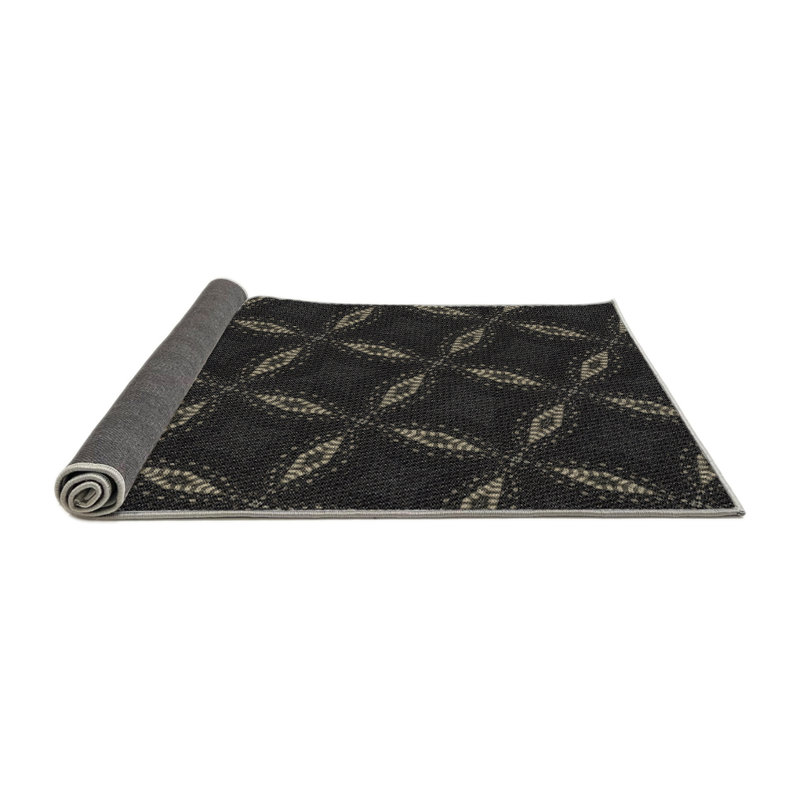 Tapis noir tissé à la machine, Rond 4 pi