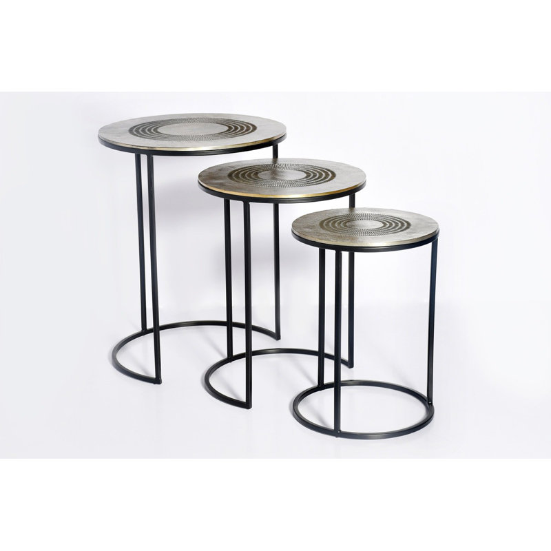 Ensemble de 3 tables basses, Laiton antique