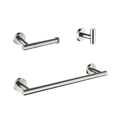 3 accessoires de salle de bain - Nickel brossé, acier inoxydable, look contemporain, grattage, installation sans effort dans un style moderne et facile