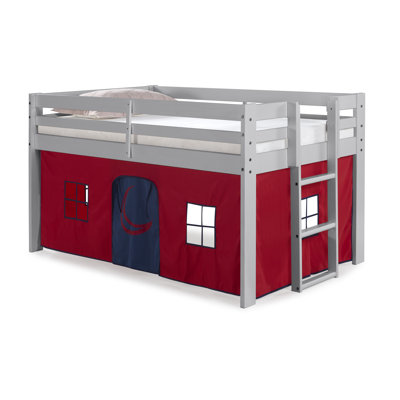 Fern Rock Twin Solid Wood Loft Bed with Playhouse Tent