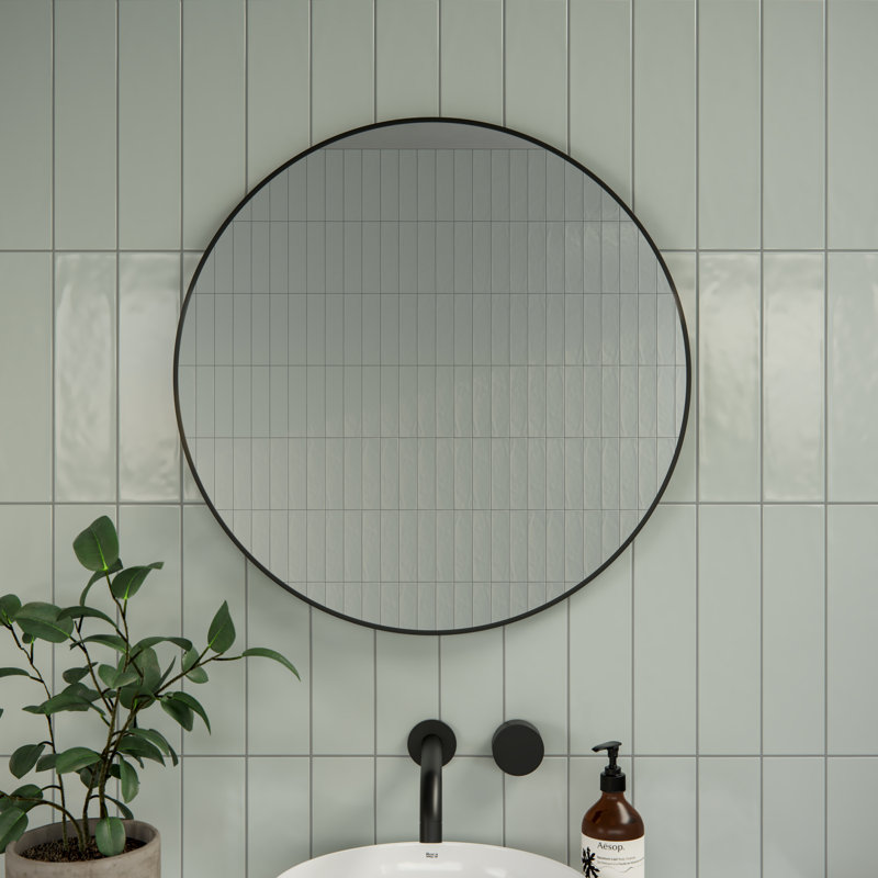 Modern & Contemporary Bathroom/Vanity Mirror, Black, 24" x 24"