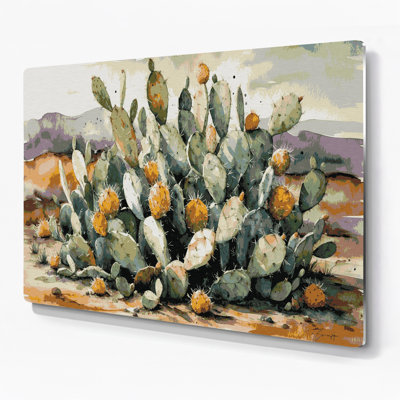 «Southwestern Plants Prickly Pear», art mural en métal beige 176