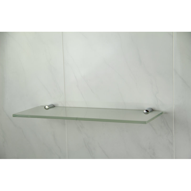 Fanniemae Glass Floating Shelf with Adjustable Shelves, 0.6cm H x 30cm W x 10cm D, White