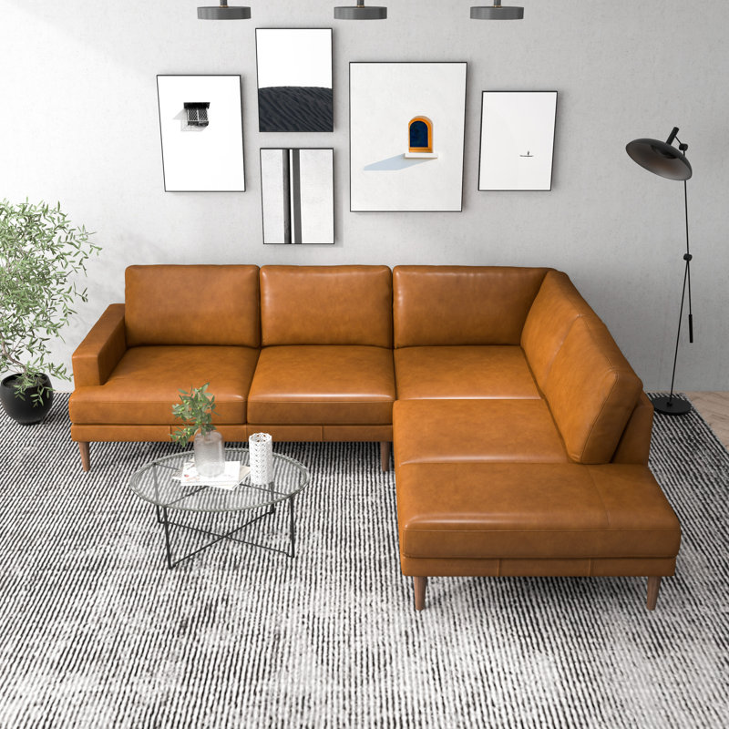 Canapé modulaire en cuir véritable Amarra, Face à la droite
