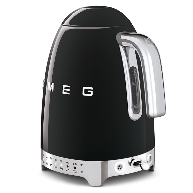 SMEG 50's Retro Style 7-Cup Variable Temperature Electric Kettle, Black