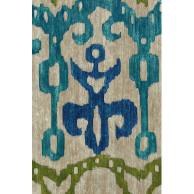 Teal Ikat III 1 Piece Wrapped Canvas Wall Art
