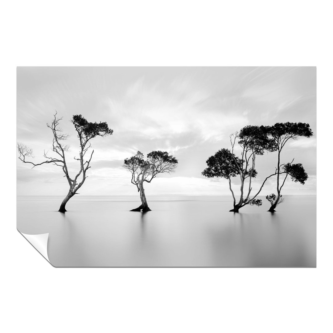 Panther Print Fine Art Prints Black & White Trees On Calm Water Artistic Unframed Poster, Pictures For Home Walls, Bedroom, Living Room & Bathroom Dec