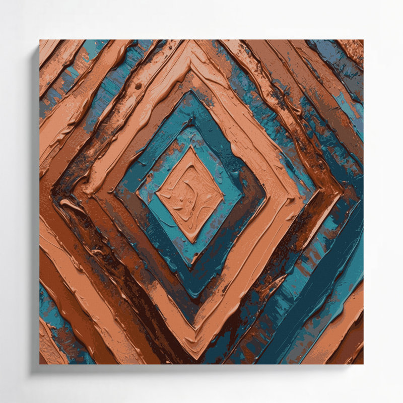 Art mural sur toile noir à motif de chevrons du sud-ouest 221, H 16 po x l 16 po