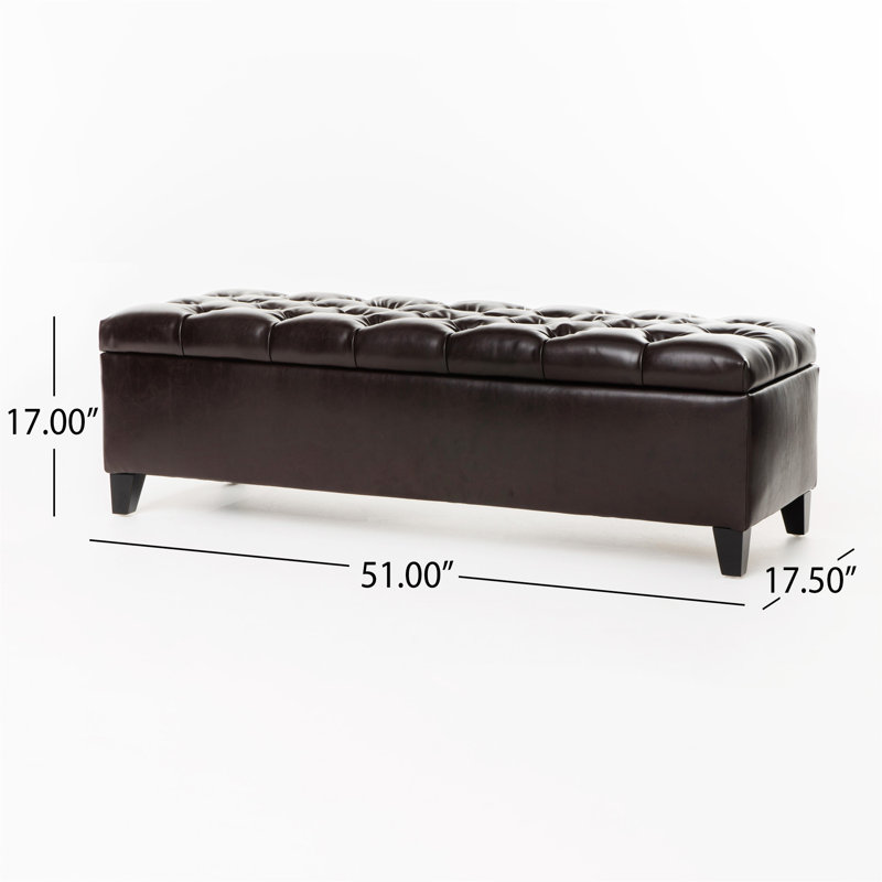 Banc de rangement rembourré avec siège capitonné Ching, Similicuir brun 1