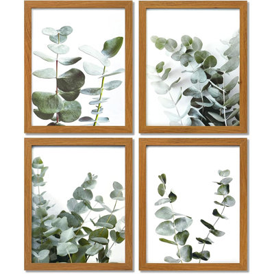 Art mural encadré sur toile pour le salon, cadre photo, art mural botanique, décoration murale moderne avec des photos de plantes pour la chambre à coucher, salle de bain (paquet de 4, 11 po x 14 po)