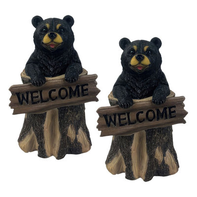 "2-PC Set" ICE ARMOR 7"H Bear with WELCOME Sign Figurine Figurine Statue Ornament Home/Room Decor and Perfect Gift Ideas for House Warming, Holidays and Birthdays Great Collectible Addition