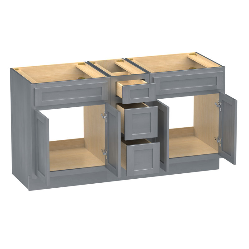 Base de meuble-lavabo double 60 po seulement, Argent argent